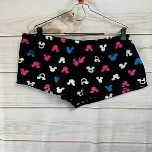 Disney Black Mickey Print Fleece Sleep Shorts Size XL